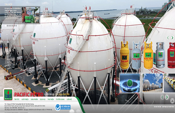 Giao diện thiết kế website công ty bán gas Pacific Petro